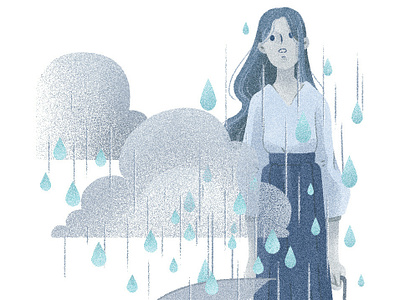 Raining character clouds digital folioart illustration rain texture weather weitong mai