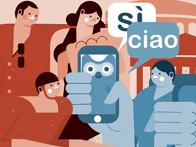 Duolingo app character digital editorial folioart illustration language texture tiago galo travel