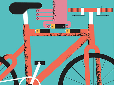 Electric Bikes bike cycling digital editorial folioart illustration john devolle technology vector