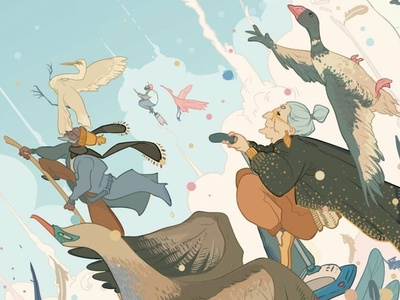 Witches birds character digital fantasy folioart illustration ricardo bessa sky witches