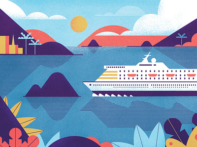 Package Holidays cruise digital editorial folioart graphic holiday illustration landscape muti texture