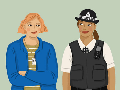 Met Police amelia flower character digital editorial feminism folioart illustration procreate uniform women