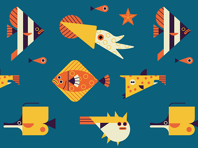 Fish digital fish folioart illustration nature owen davey pattern socks vector