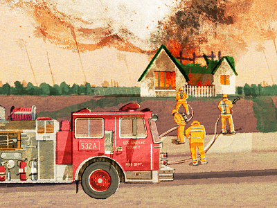 Fireland digital editorial engine fire folioart hifumiyo house illustration texture