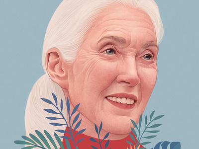 Jane Goodall drawing editorial folioart heart illustration mercedes debellard nature portrait realist