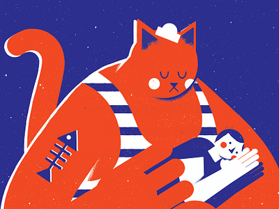 Saudade cat character digital folioart graphic illustration melancholy print screenprint tiago galo