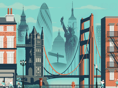 British Airways architecture city digital editorial flight folioart illustration landmarks rui ricardo travel