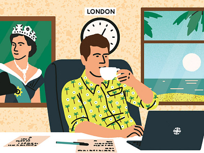 Consulate character digital folioart holiday illustration london michael parkin queen travel