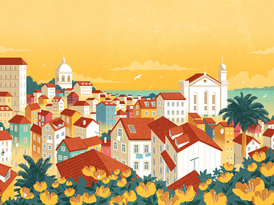 Lisbon city digital folioart illustration landscape portugal rui ricardo travel