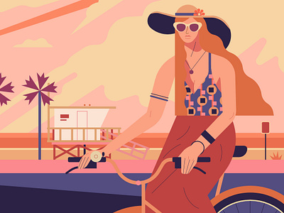 Dreamer advertising character digital folioart girl illustration owen davey summer sunglasses vector