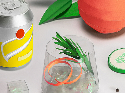 Gin & Tonic drink folioart fruit illustration paper papercraft sculpture