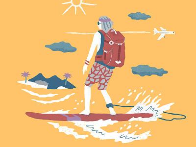 Surfer adventure advertising antoine corbineau character digital folioart illustration travel vector