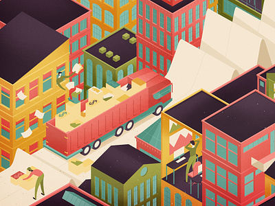 Bumpy Ride city colour conceptual digital editorial finance folioart illustration isometric muti