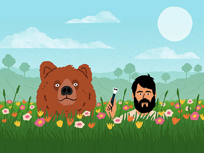Shaving bear digital folioart humour illustration landscape man michael parkin shaving
