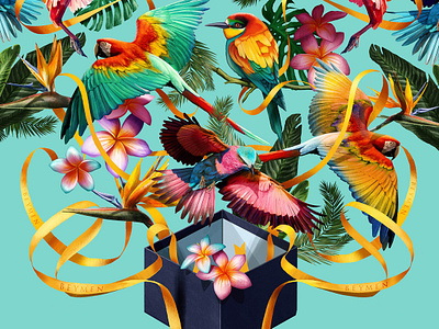 Gifting ad birds campaign digital floral folioart illustration muti nature tropical