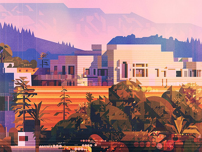 Ennis House architecture digital folioart geometric glitch graphic illustration james gilleard landscape texture