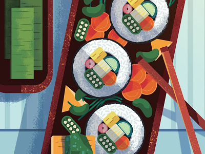Superfood digital editorial folioart food illustration maite franchi sushi texture