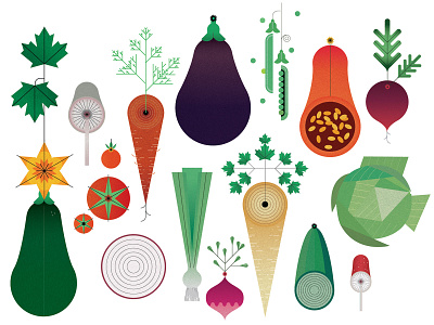 Vegetables colour digital folioart food geometric illustration sally caulwell vector vegetables