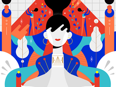 Goddess character chu chieh lee digital folioart goddess graphics illustration pattern portrait vector
