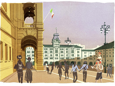 Italy alex green architecture digital editorial folioart illustration italy people summer travel