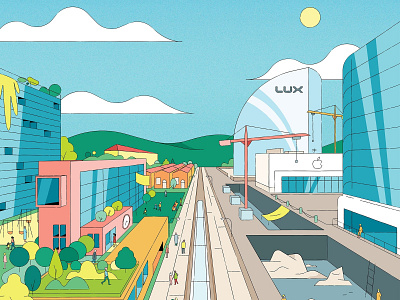 Land Privatisation cityscape colour digital editorial folioart illustration kiki ljung line vector