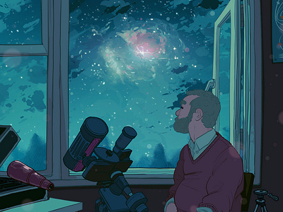 Window on the Universe character conceptual digital editorial folioart illustration ricardo bessa sky