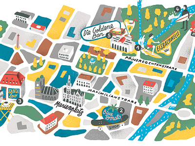 Munich antoine corbineau characters colour digital editorial folioart illustration map texture travel
