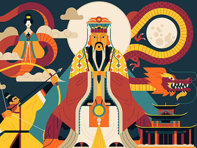 Chinese Myths character chinese digital dragon folioart illustration mythology owen davey web
