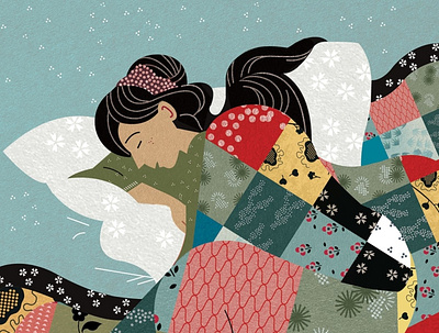 Restful Sleep character digital editorial folioart illustration pattern sally caulwell sleep vector woman