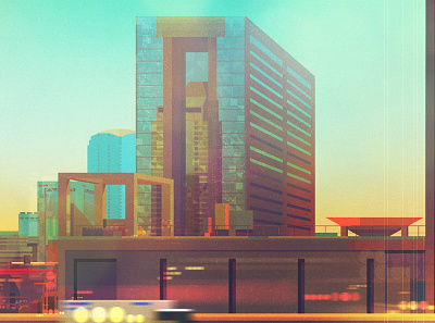 Tokyo architecture cityscape digital folioart geometric glass glitch illustration james gilleard texture