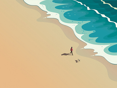 Beach beach digital editorial folioart illustration peter greenwood sea vector walk