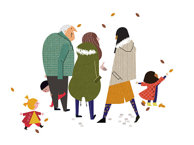 Park Life autumn character children digital fall fashion folioart illustration line sally cauwell vector