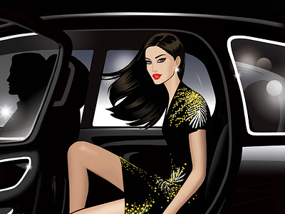Valentino car digital fashion folioart illustration jason brooks woman