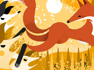 Tax Hunt animal conceptual digital editorial folioart fox illustration landscape nature texture tiago galo vector