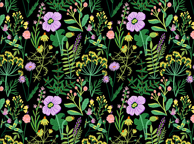 Wildflowers bodil jane digital floral flowers folioart illustration pattern