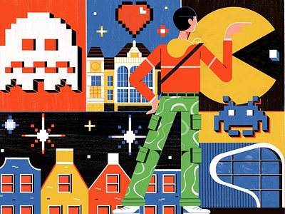 Video Games character colourful digital editorial folioart illustration michael driver retro video games