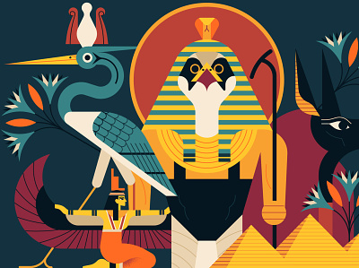 Egyptian character creature digital egyptian illustration myth owen davey vector web