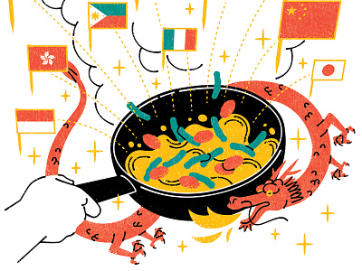 Asian Cooking asian colourful cooking digital editorial folioart food graphic illustration kouzou sakai