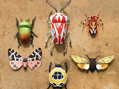 Bugs bugs folioart illustration insects nature ollanski papercraft sculpture wildlife