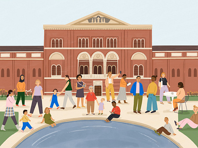 V&A Museum amelia flower building character digital family folioart illustration procreate