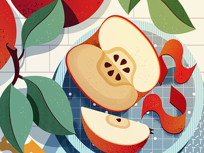 Apple apple digital editorial folioart food health illustration maite franchi snack