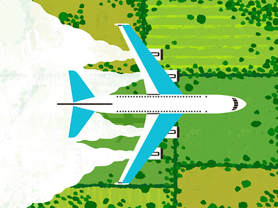 Transport climate change digital editorial environment folioart illustration landscape michael parkin plane travel