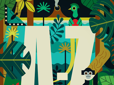 Costa Rica digital editorial folioart illustration landscape nature owen davey travel wildlife