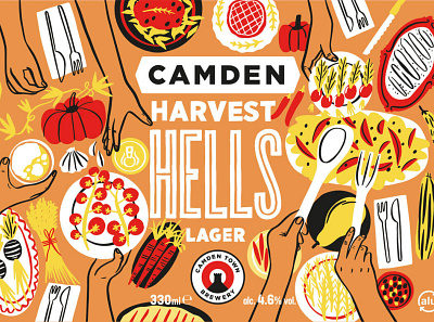 Harvest Hells bodil jane digital drawing folioart food illustration line packaging seasonal