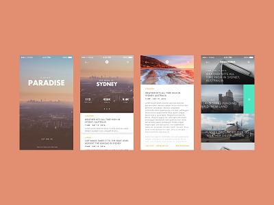 PARADISE UX KIT app design flatdesign futura kit minimal mobile orange typography ui ux uxkit