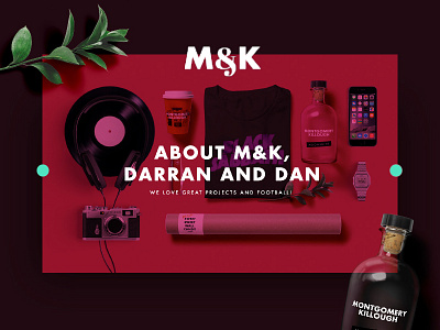 M&K About Header black branding design environment flat design inspire iphone laydown record red typography ux