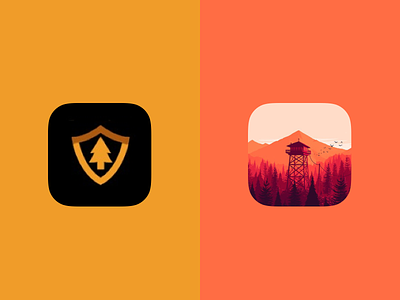 Firewatch App Design 005 — UI Design app firewatch flat design game icon ios mobile olly moss red retro yellow