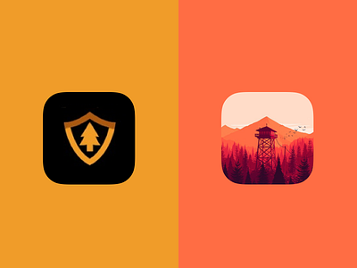 Firewatch App Design 005 — UI Design app firewatch flat design game icon ios mobile olly moss red retro yellow