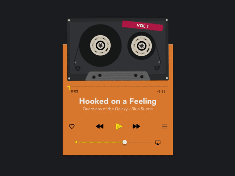 Guardians of the Galaxy mic player — 009 daily Ui animation design gif guardians of the galaxy music orange player retro ui ui design ux ux design