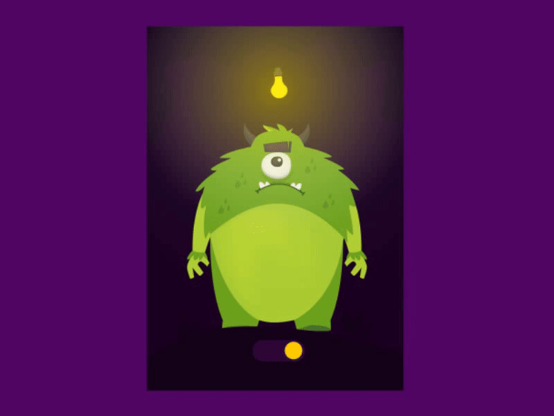 On Off Button — Daily UI 15 — Monsters animation button character dark flat design gif illustration monster off on ui design ux design